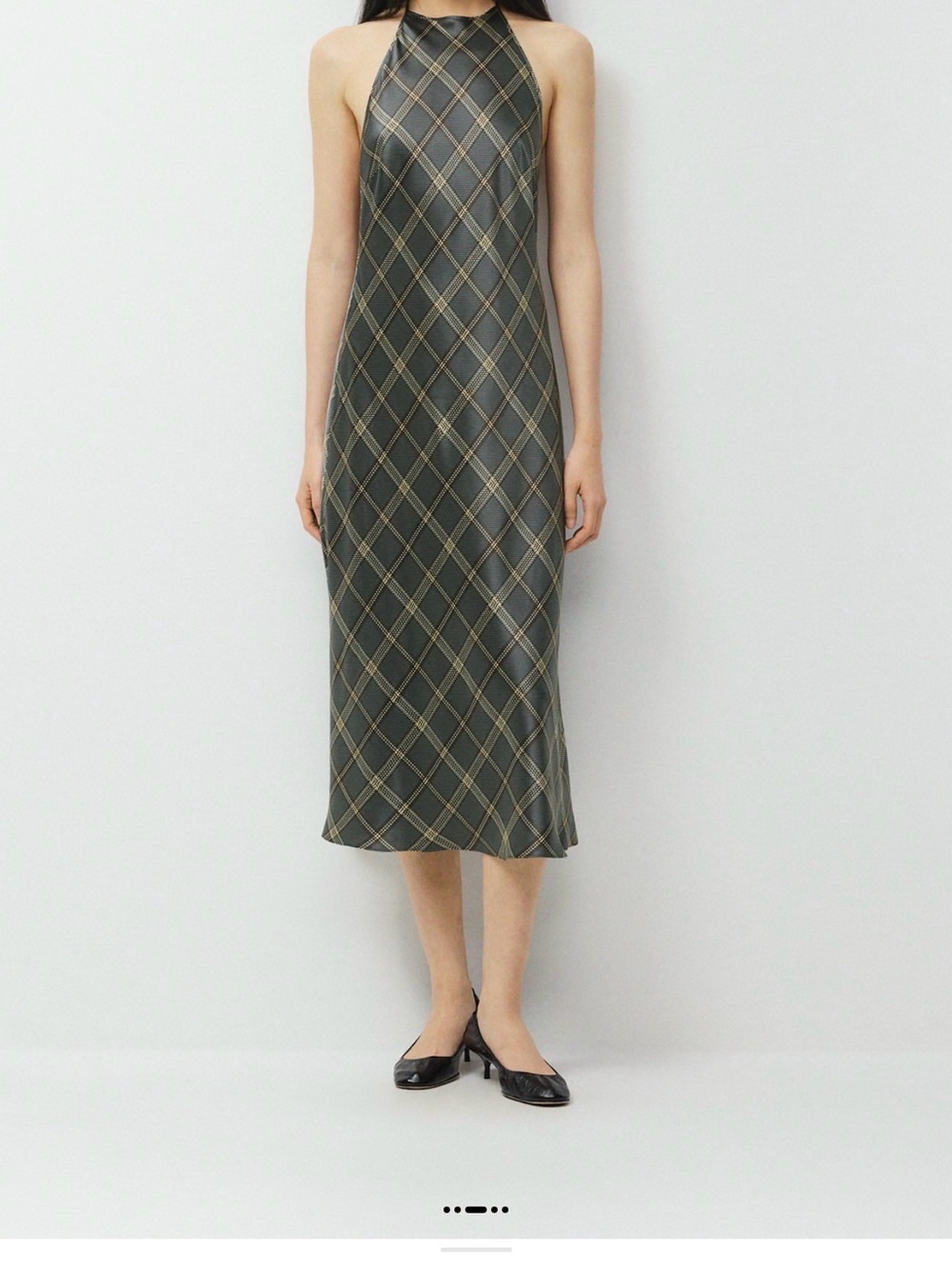 Aritzia Olive Plaid Midi Skirt